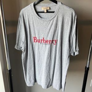 Burberry Classic Embroidered Tee Grey/Red Size L